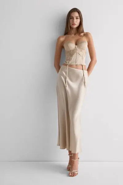 Guepiere Anna Silky Flowers Donna Naturale