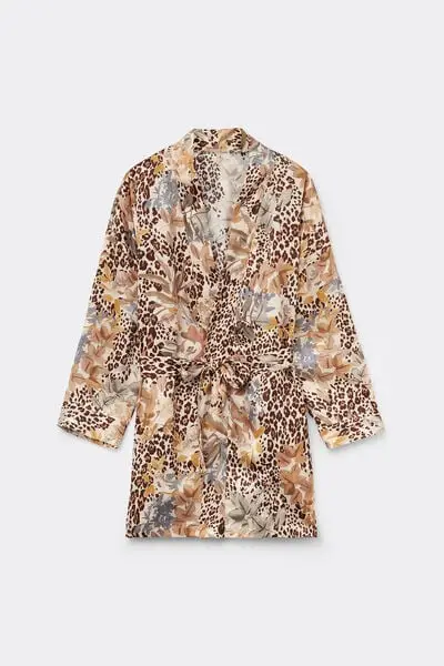 Kimono in Raso di Viscosa Animalier Simply Iconic Donna Stampa