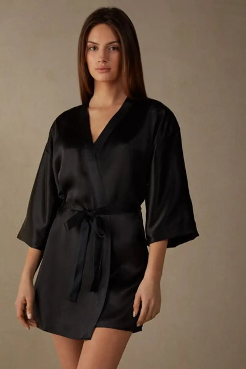 Intimissimi Kimono in Seta Donna Nero Taglia M/L