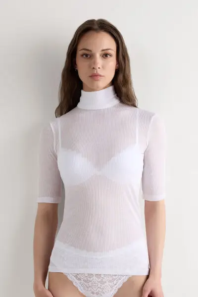 Maglia Collo Alto Ultranatural with Cashmere Donna Bianco