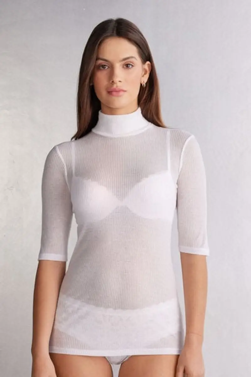 Intimissimi Maglia Collo Alto Ultranatural with Cashmere Donna Bianco Taglia L