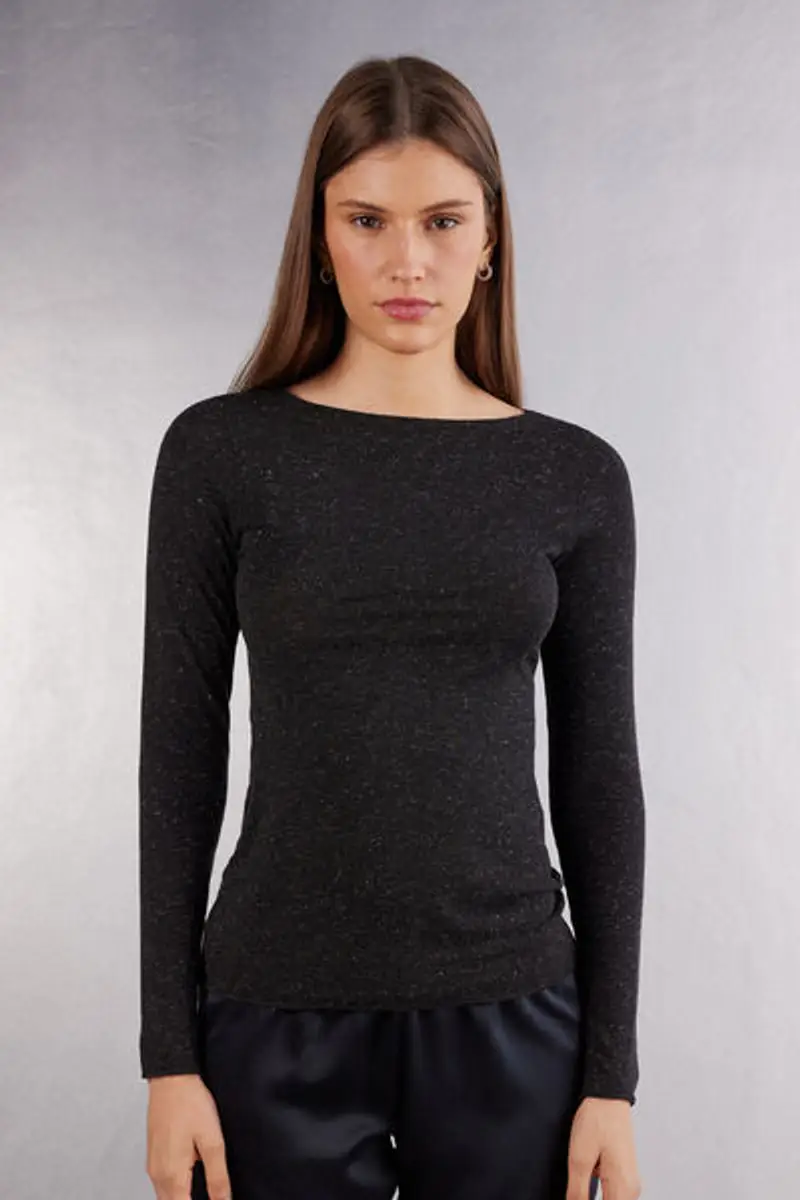 Intimissimi Maglia Girocollo in Modal Light con Cashmere Lamè Donna Nero Taglia L