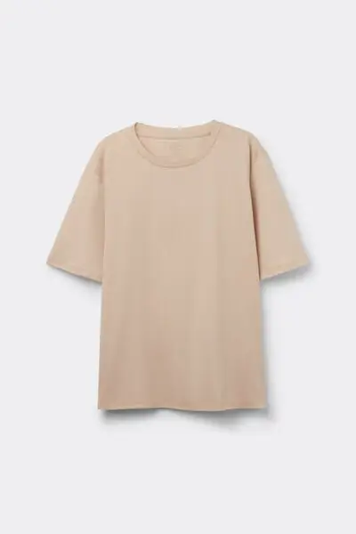 Maglia Manica Corta in Elevated Cotton Donna Naturale
