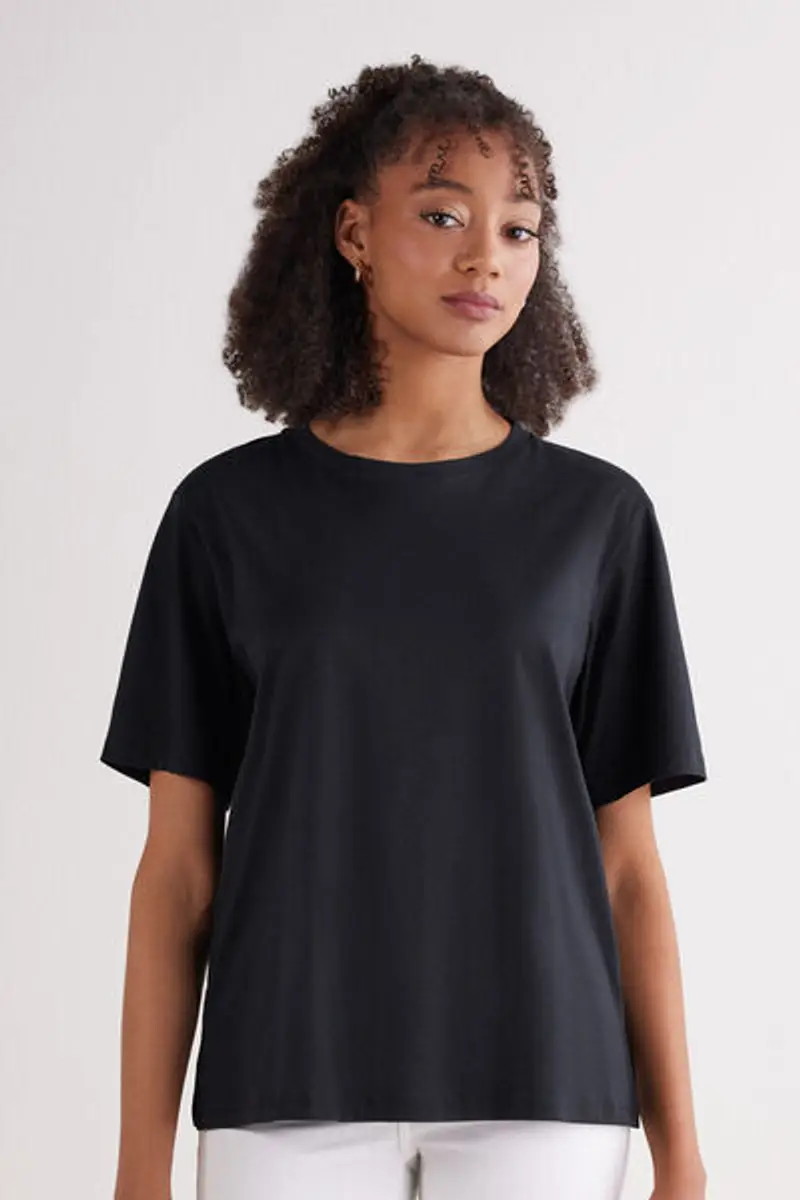 Intimissimi Maglia Manica Corta in Elevated Cotton Donna Nero Taglia M