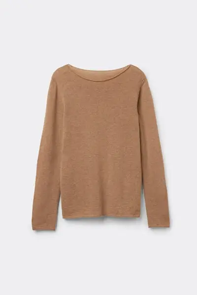 Maglia Manica Lunga 100% Cashmere Donna Naturale