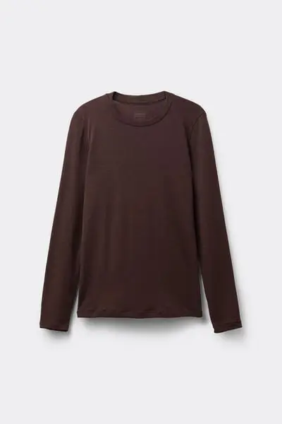 Maglia Manica Lunga Girocollo 100% Lana Merino Donna Marrone