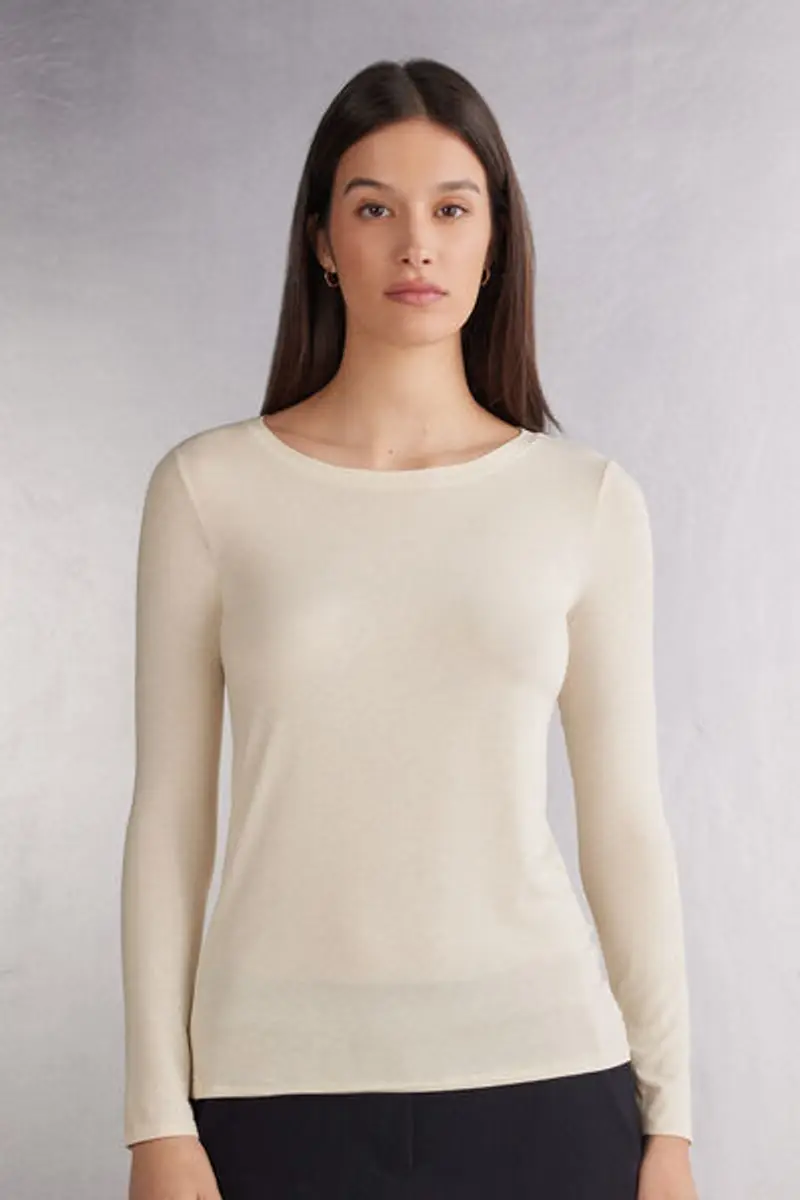 Intimissimi Maglia Manica Lunga in Fresh Bamboo Donna Naturale Taglia L