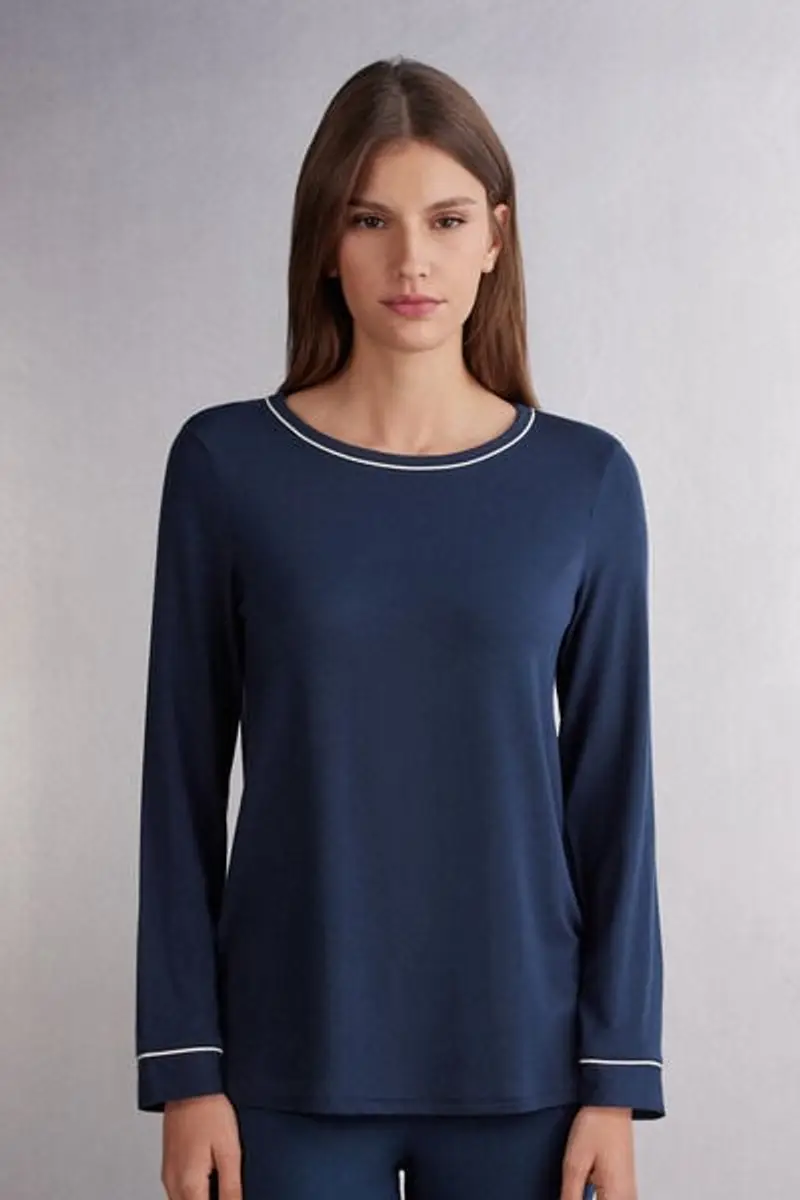 Intimissimi Maglia Manica Lunga in Modal Donna Blu Taglia L