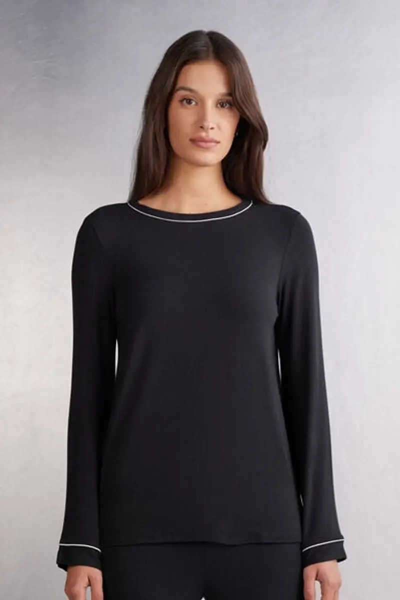Intimissimi Maglia Manica Lunga in Modal Donna Nero Taglia L