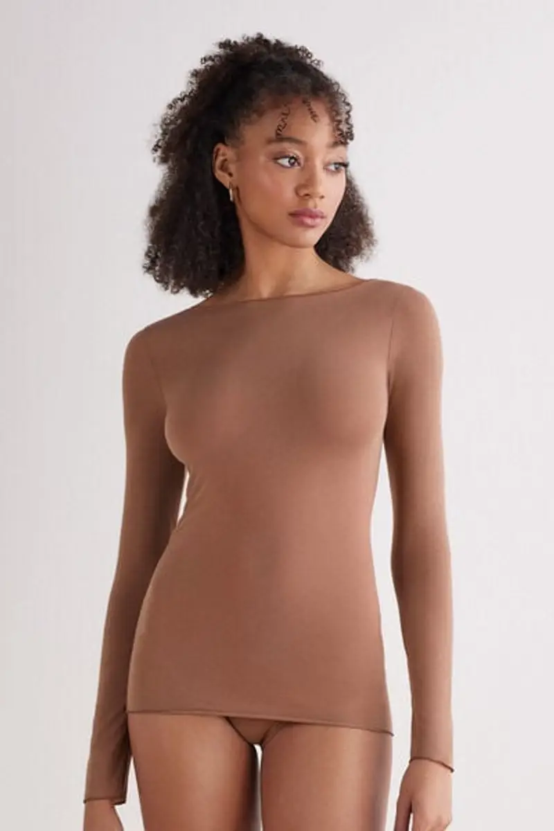 Intimissimi Maglia Scollo a Barchetta in Cotone Ultralight Cotton Donna Naturale Taglia M