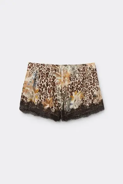 Pantaloncini in Raso di Viscosa Animalier Simply Iconic Donna Stampa