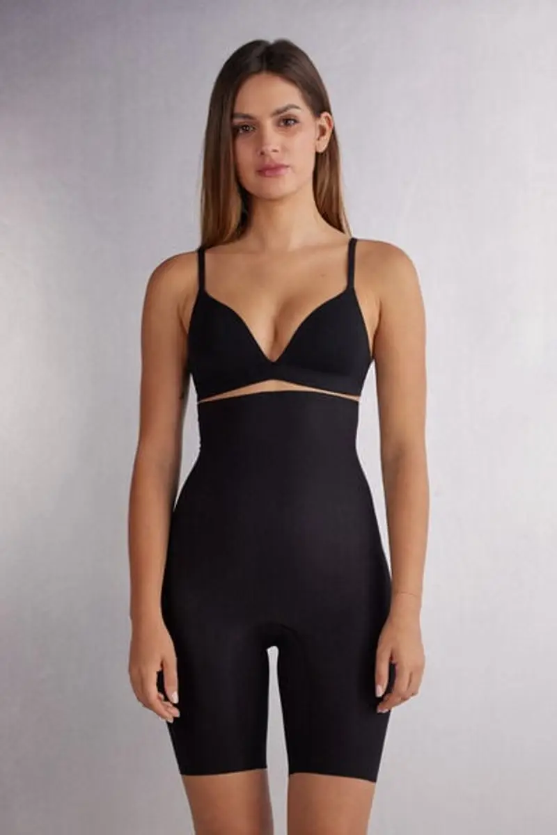 Intimissimi Pantaloncino Alto Cotton Light Shaping Donna Nero Taglia L