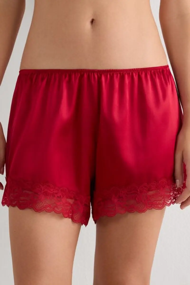 Intimissimi Pantaloncino in Seta con Pizzo Donna Rosso Taglia L