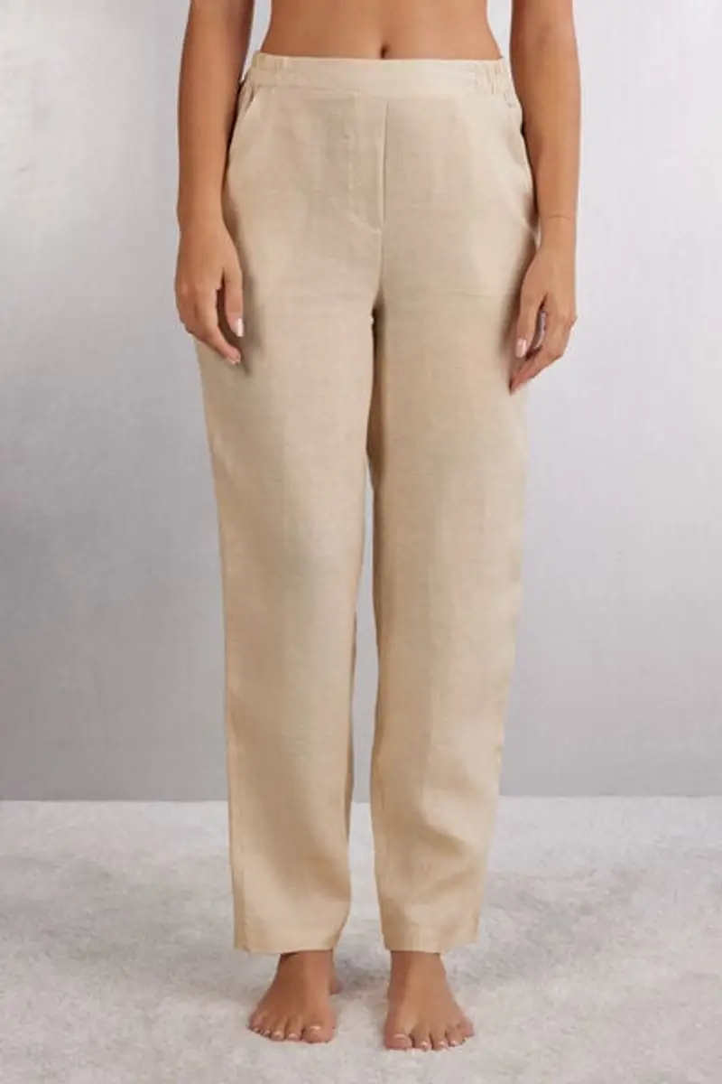 Intimissimi Pantalone in Tela di Lino The Pure Linen Donna Naturale Taglia L
