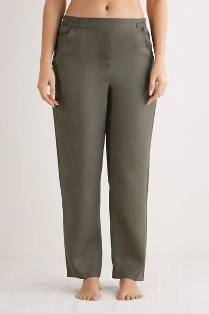 Intimissimi Pantalone in Tela di Lino The Pure Linen Donna Verde Taglia S