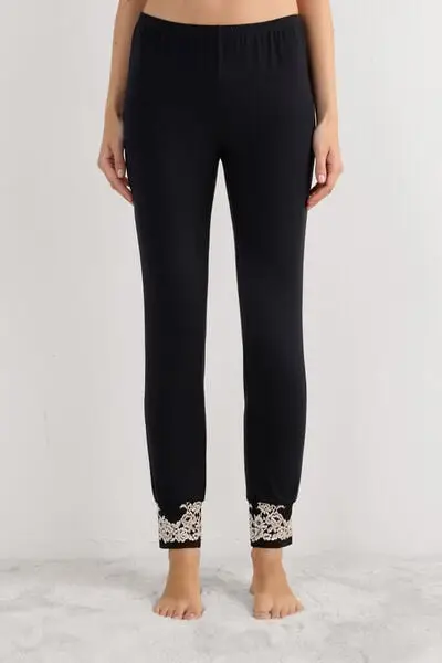 Pantalone Lungo in Modal con Polsino Pretty Flowers Donna Multicolore