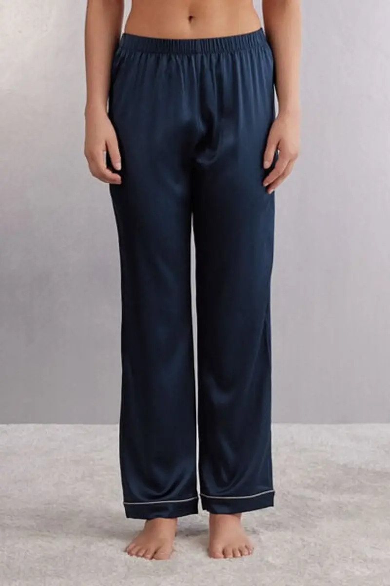 Intimissimi Pantalone lungo in Seta Donna Blu Taglia L