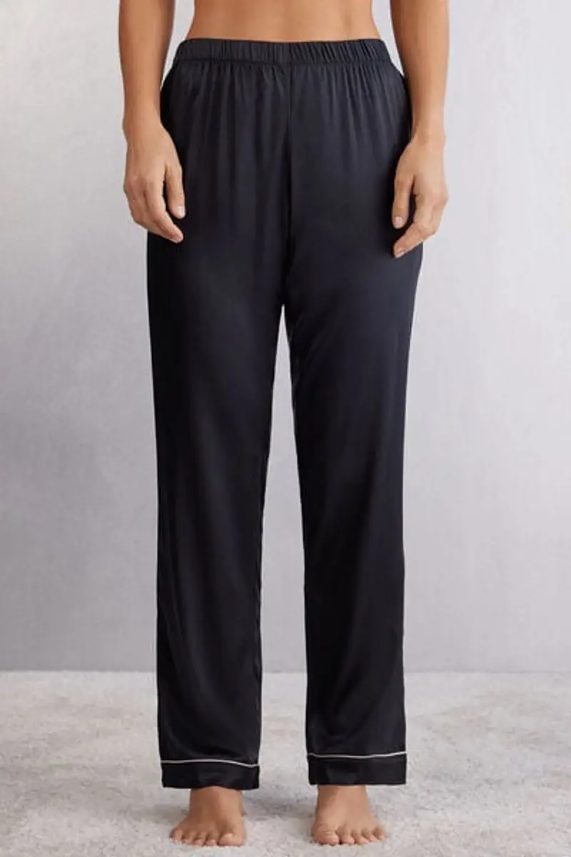 Intimissimi Pantalone lungo in Seta Donna Nero Taglia L
