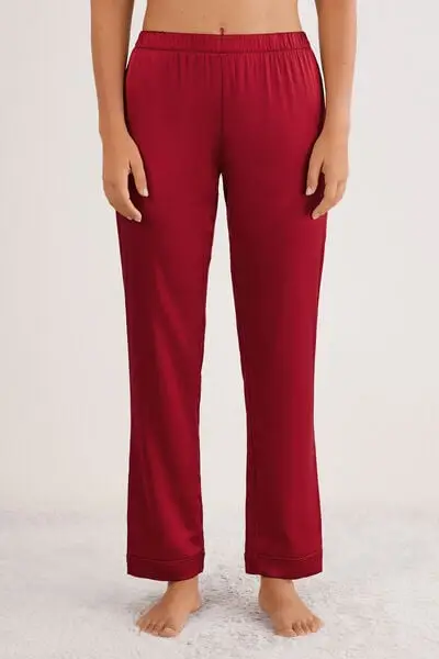 Pantalone lungo in Seta Donna Rosso