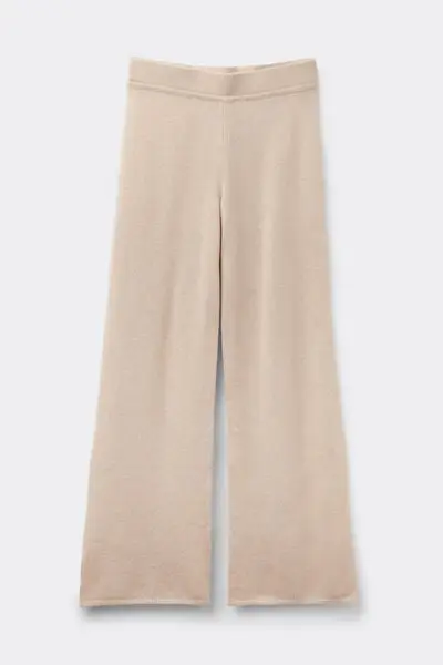 Pantaloni Lunghi a Palazzo 100% Cashmere Donna Beige