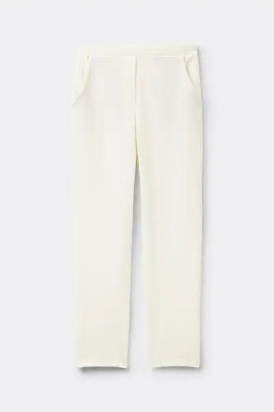 Pantaloni Lunghi con Tasche Donna Avorio