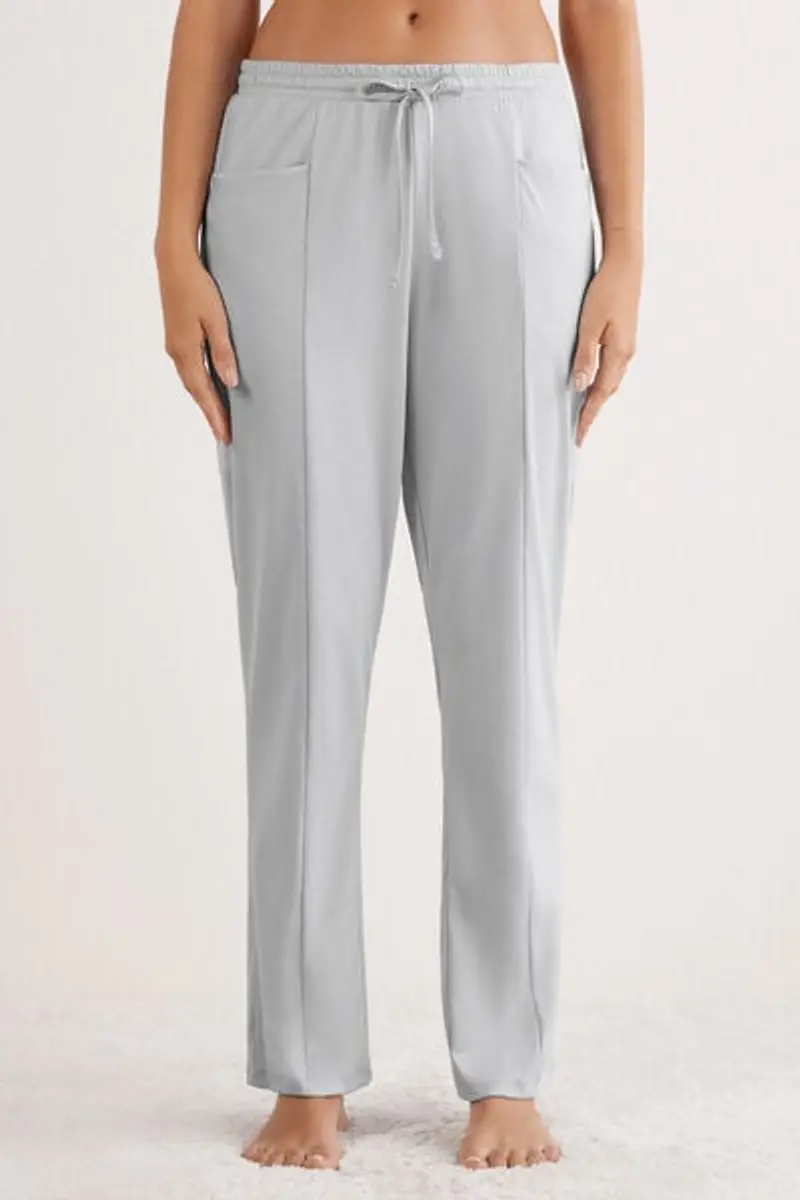 Pantaloni Lunghi in Cotone Elevated Cotton Donna Grigio
