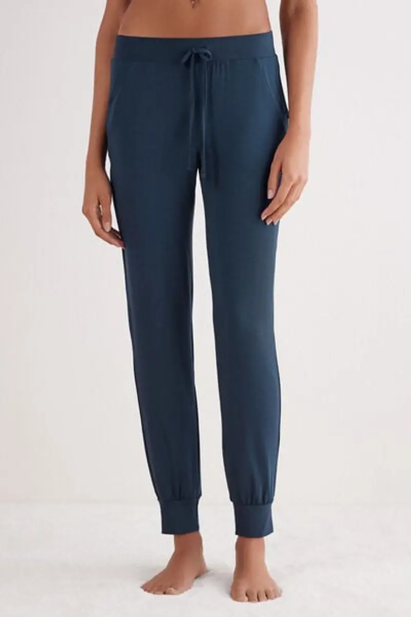 Intimissimi Pantaloni Lunghi in Modal con Polsino Donna Blu Taglia L