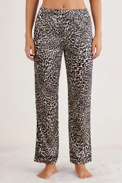 Pantaloni Lunghi in Seta A Moment of Glamour Donna Stampa