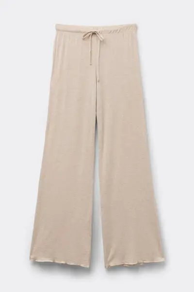 Pantaloni Lunghi Palazzo in Modal con Cashmere Light Donna Beige
