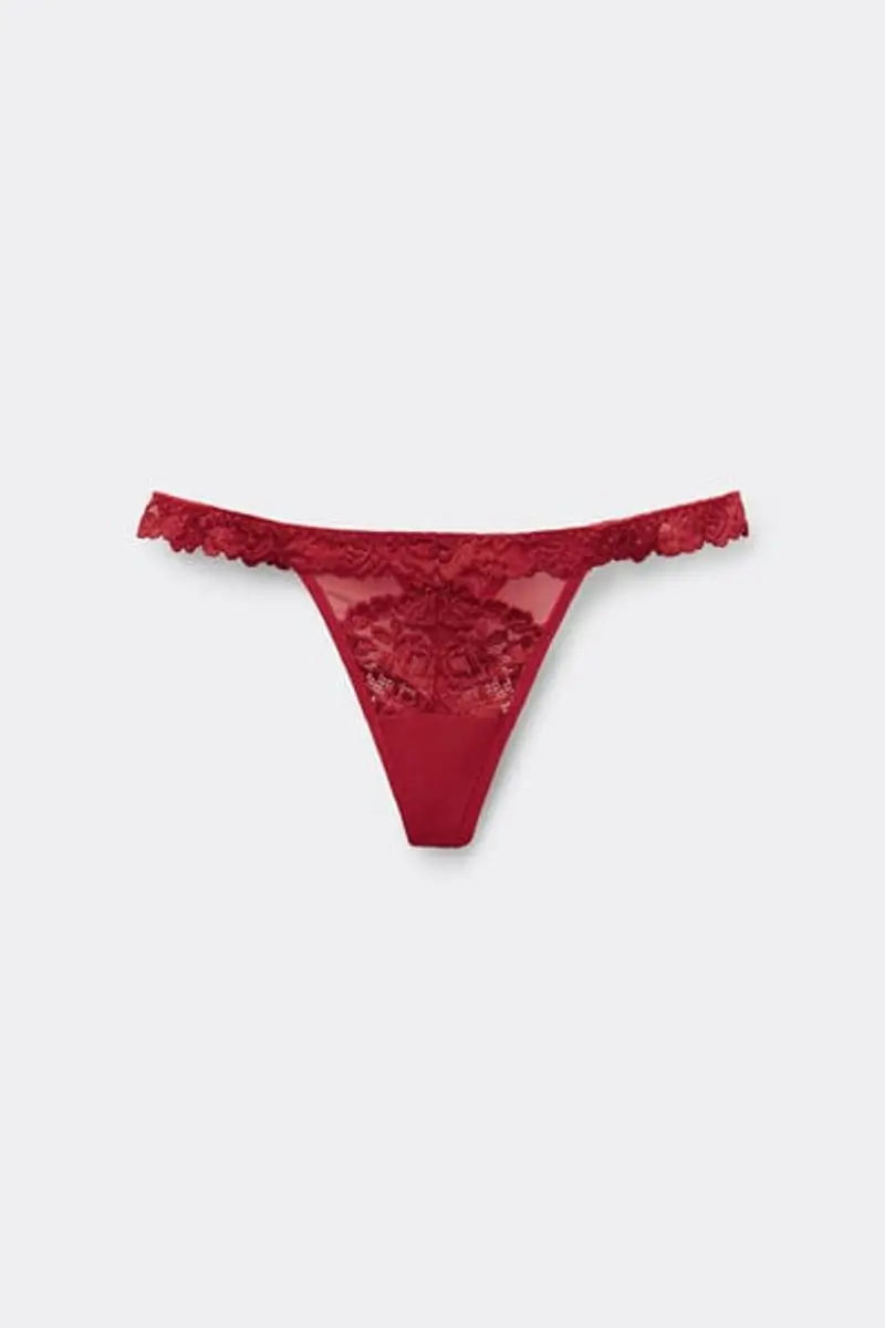 Intimissimi Perizoma con Fianchetto in Pizzo Pretty Flowers Donna Rosso Taglia 4