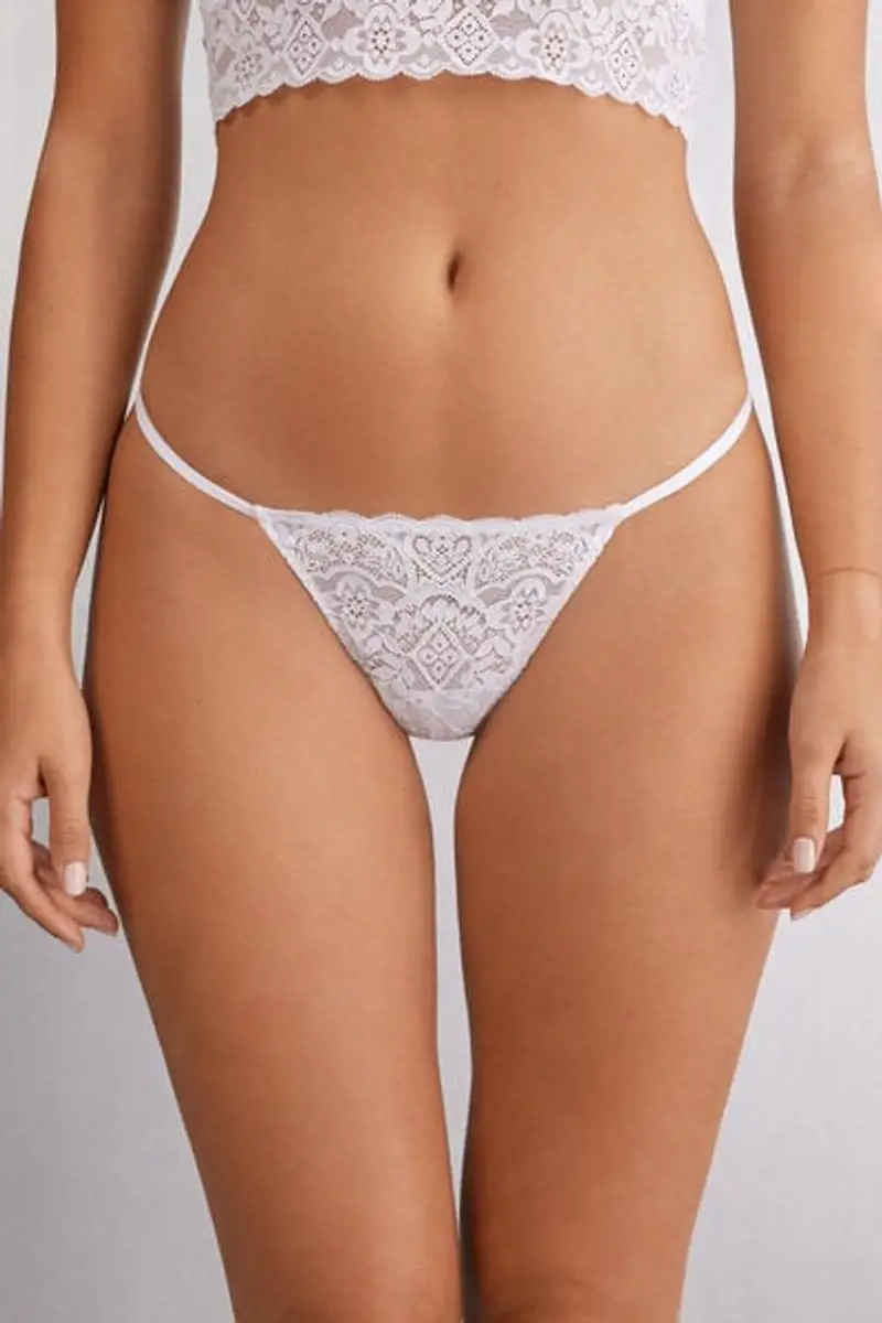 Perizoma Fianchetto Sottile in Pizzo Donna Bianco