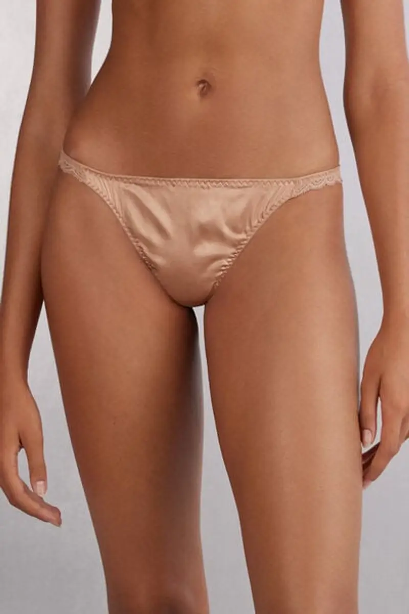 Intimissimi Perizoma in Seta e Pizzo Donna Naturale Taglia 3