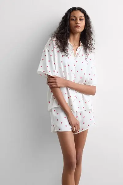 Pigiama Corto in Raso di Viscosa Sweet as a Berry Donna Stampa