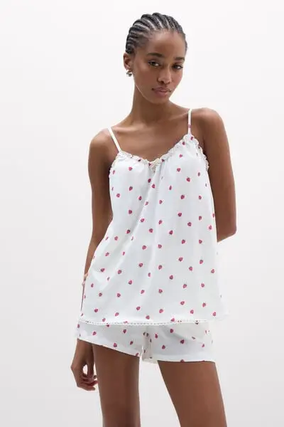 Pigiama Corto Spallina in Cotone Ultrafresh Sweet as a Berry Donna Stampa