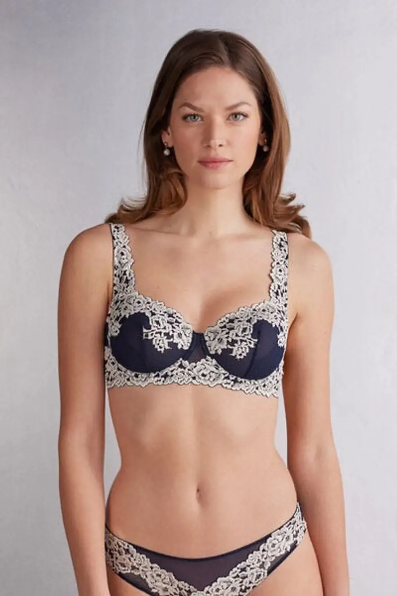 Intimissimi Reggiseno a Balconcino Daniela Pretty Flowers Donna Blu Taglia 3D