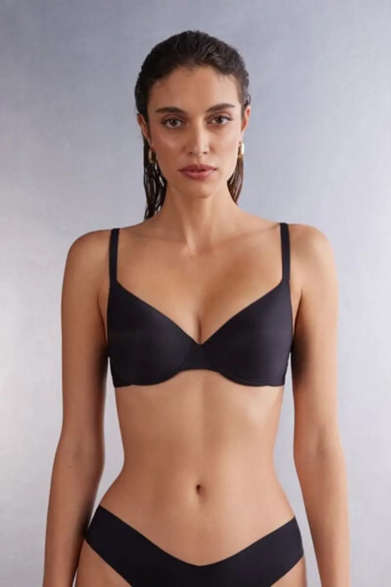Intimissimi Reggiseno a Balconcino Francesca in Microfibra Ultralight Donna Nero Taglia 2D