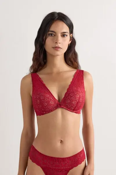 Reggiseno a Balconcino Giorgia in Pizzo Donna Rosso