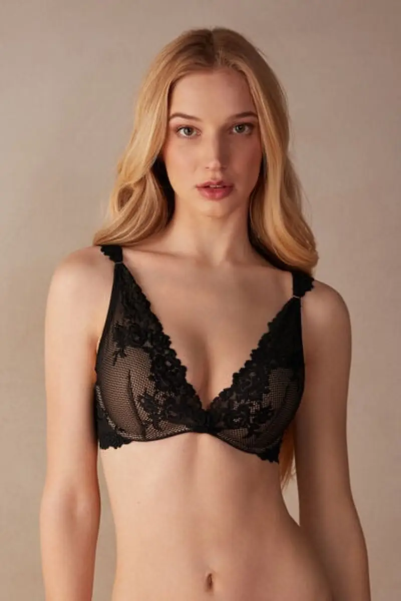 Intimissimi Reggiseno a Balconcino Giorgia Pretty Flowers Donna Nero Taglia 1B