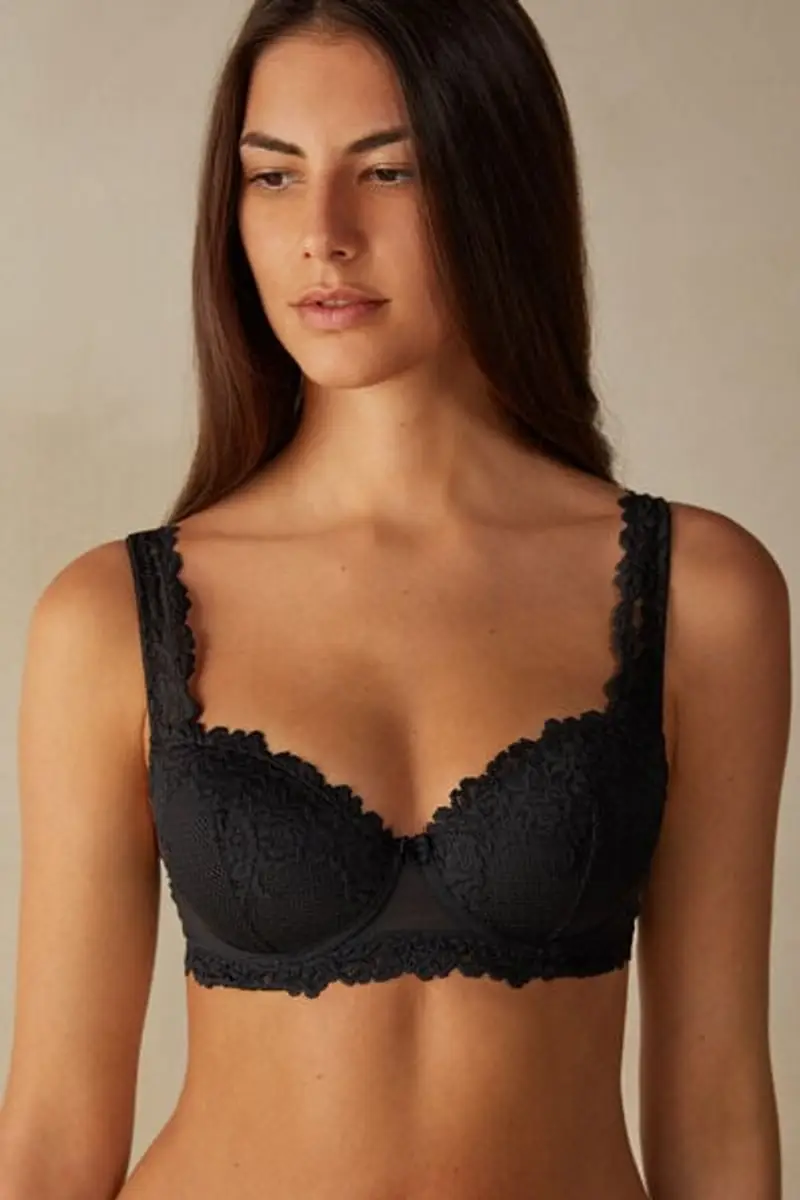 Intimissimi Reggiseno a Balconcino Sofia in Pretty Flowers Donna Nero Taglia 1D