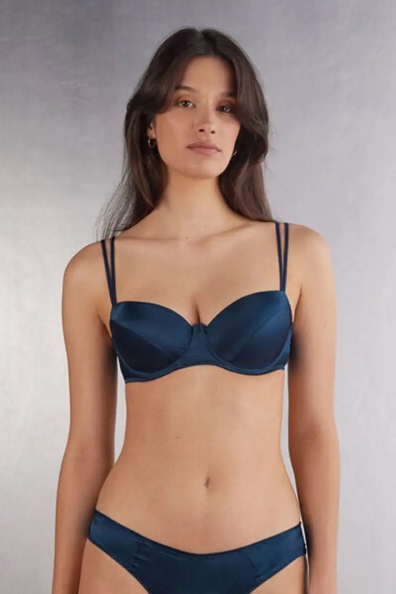 Intimissimi Reggiseno a Balconcino Sofia in Seta Donna Blu Taglia 1D