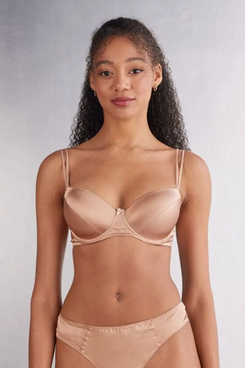 Intimissimi Reggiseno a Balconcino Sofia in Seta Donna Naturale Taglia 1D