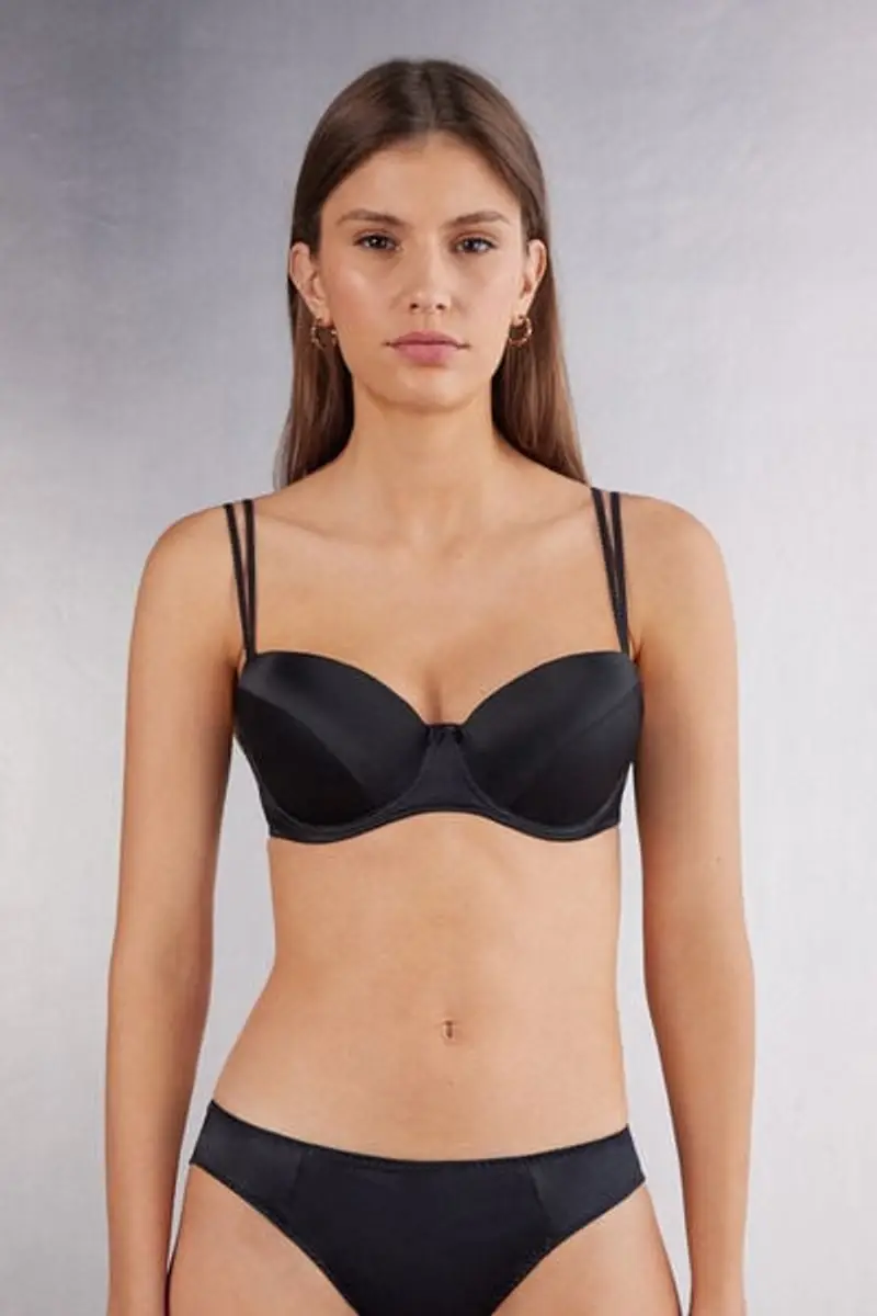 Intimissimi Reggiseno a Balconcino Sofia in Seta Donna Nero Taglia 1D