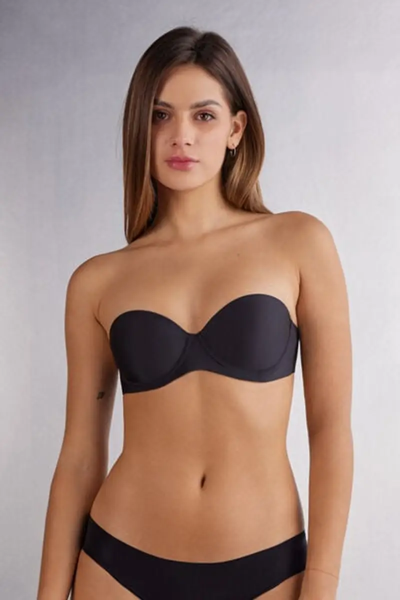 Reggiseno a Fascia Giada in Microfibra Donna Nero