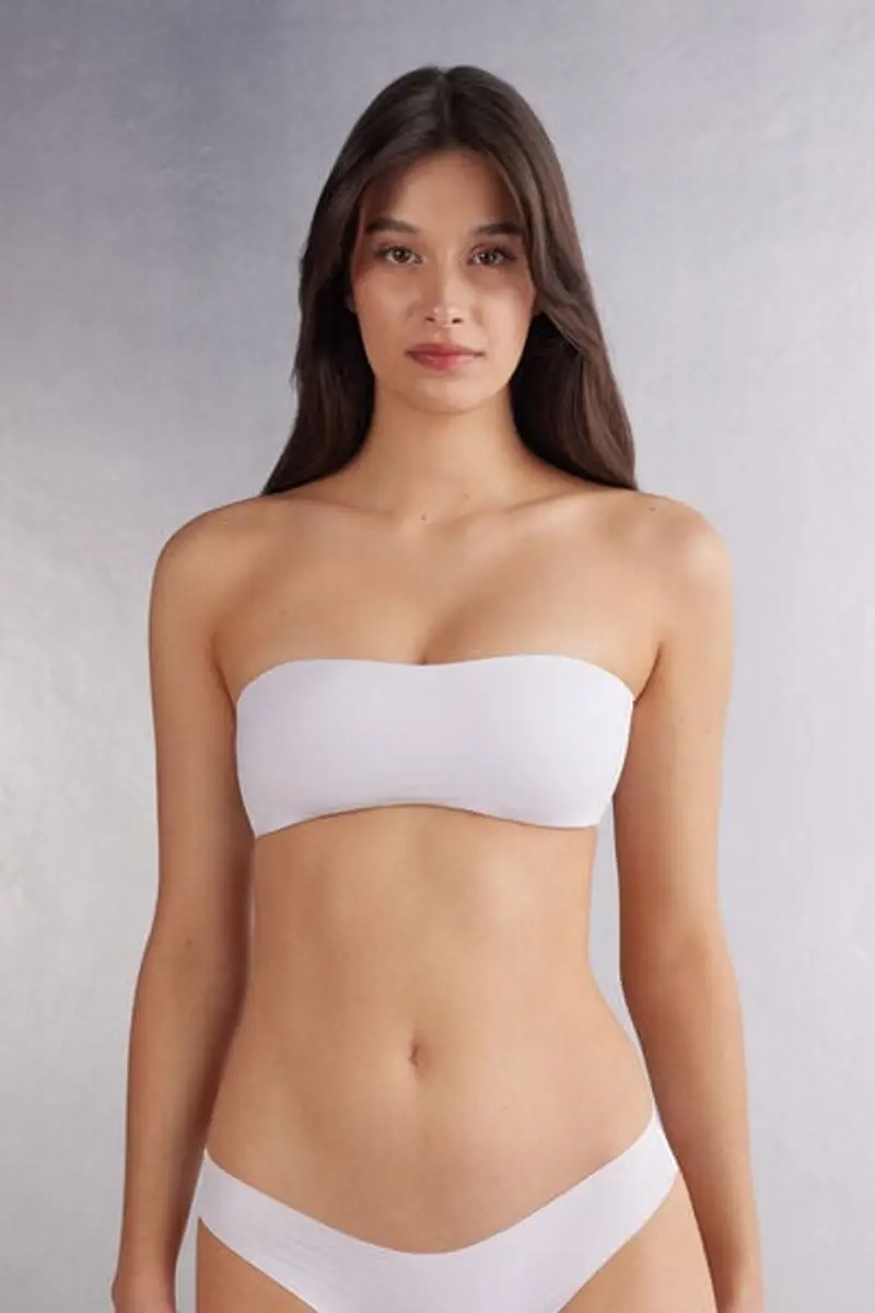 Intimissimi Reggiseno a Fascia Ilaria in Microfibra Ultralight Donna Bianco Taglia L