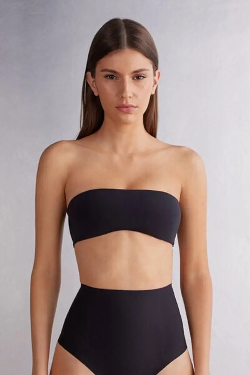 Intimissimi Reggiseno a Fascia Ilaria in Microfibra Ultralight Donna Nero Taglia L