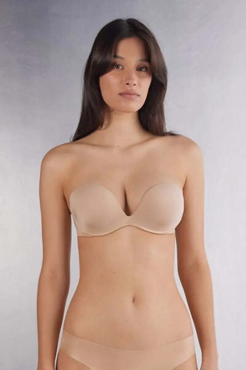 Intimissimi Reggiseno a Fascia Monica in Microfibra Ultralight Donna Naturale Taglia 2C