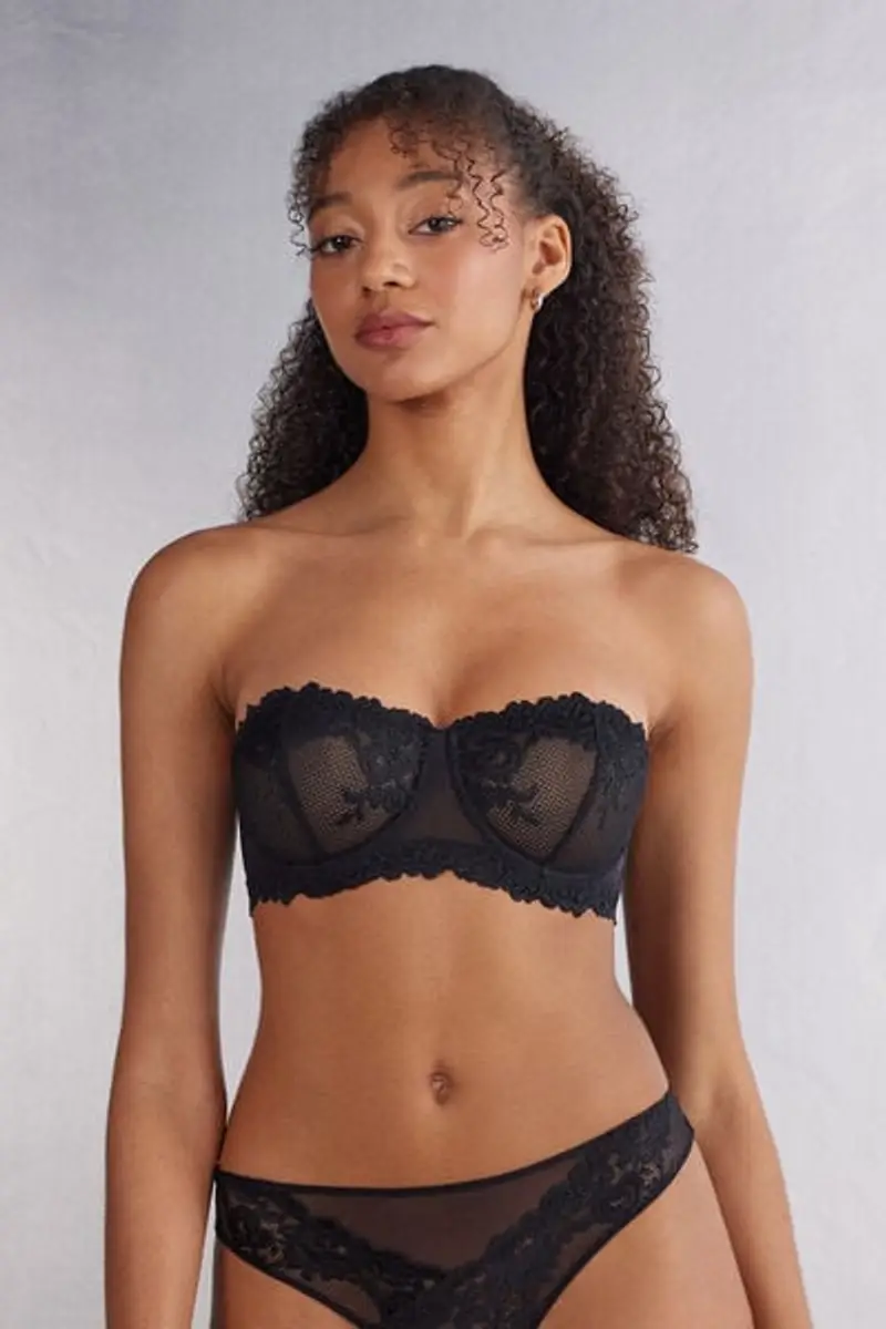 Intimissimi Reggiseno a Fascia Pretty Flowers Donna Nero Taglia 2B