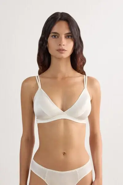 Reggiseno a Triangolo Emma in Seta Donna Avorio