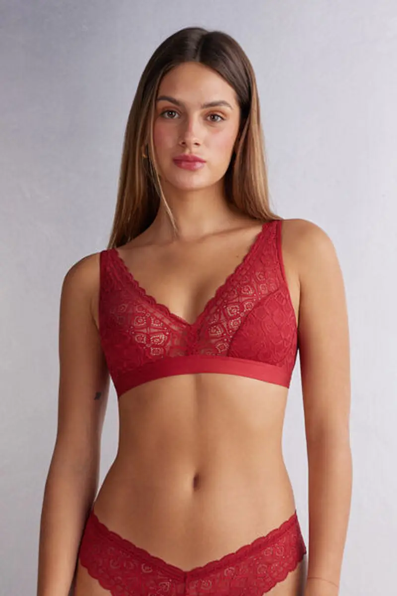 Intimissimi Reggiseno a Triangolo Lara in Pizzo Donna Rosso Taglia 1B