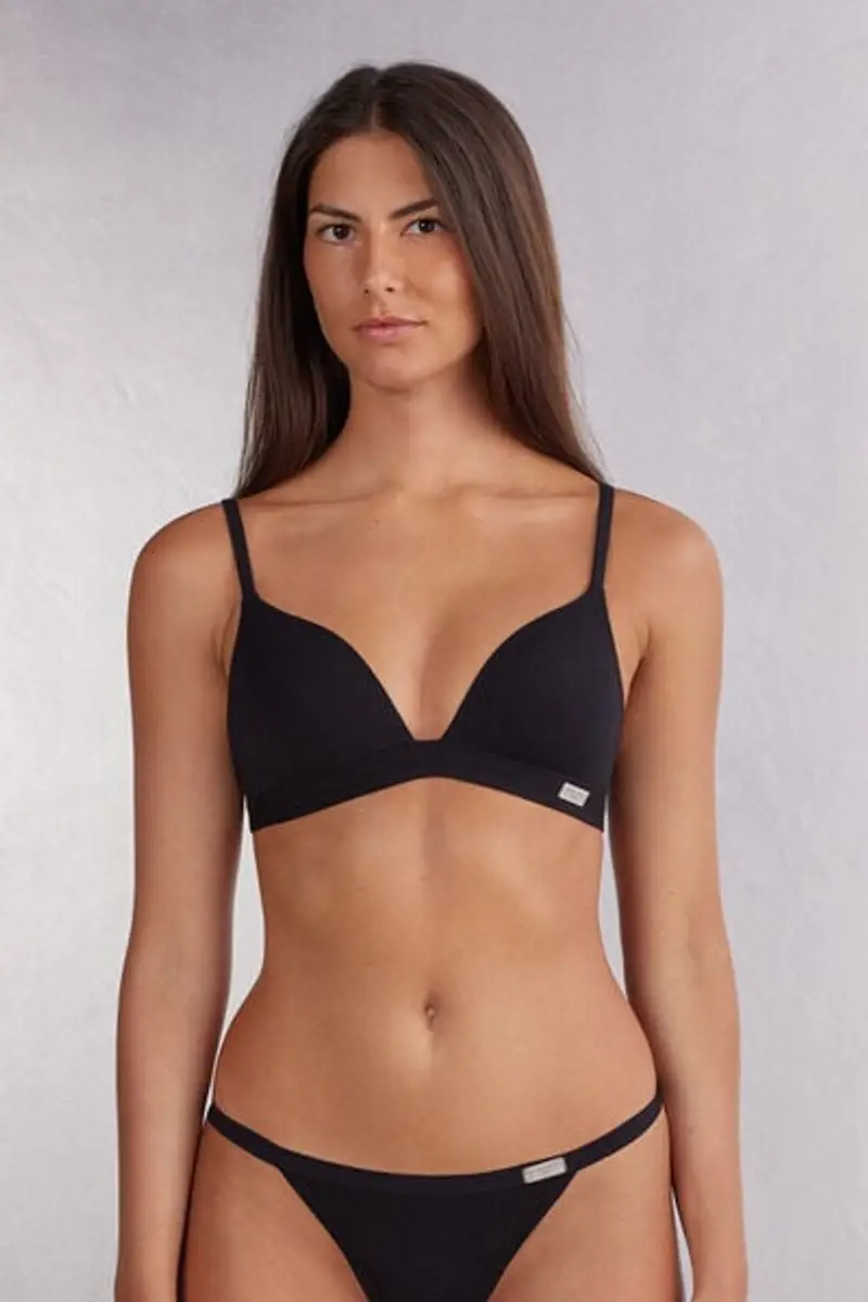 Intimissimi Reggiseno a Triangolo Tiziana in Cotone Donna Nero Taglia 1B